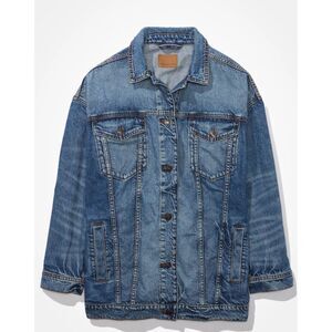 American Eagle 90s Boyfriend Denim Jacket Women’s L Oversized Trucker Grunge NWT